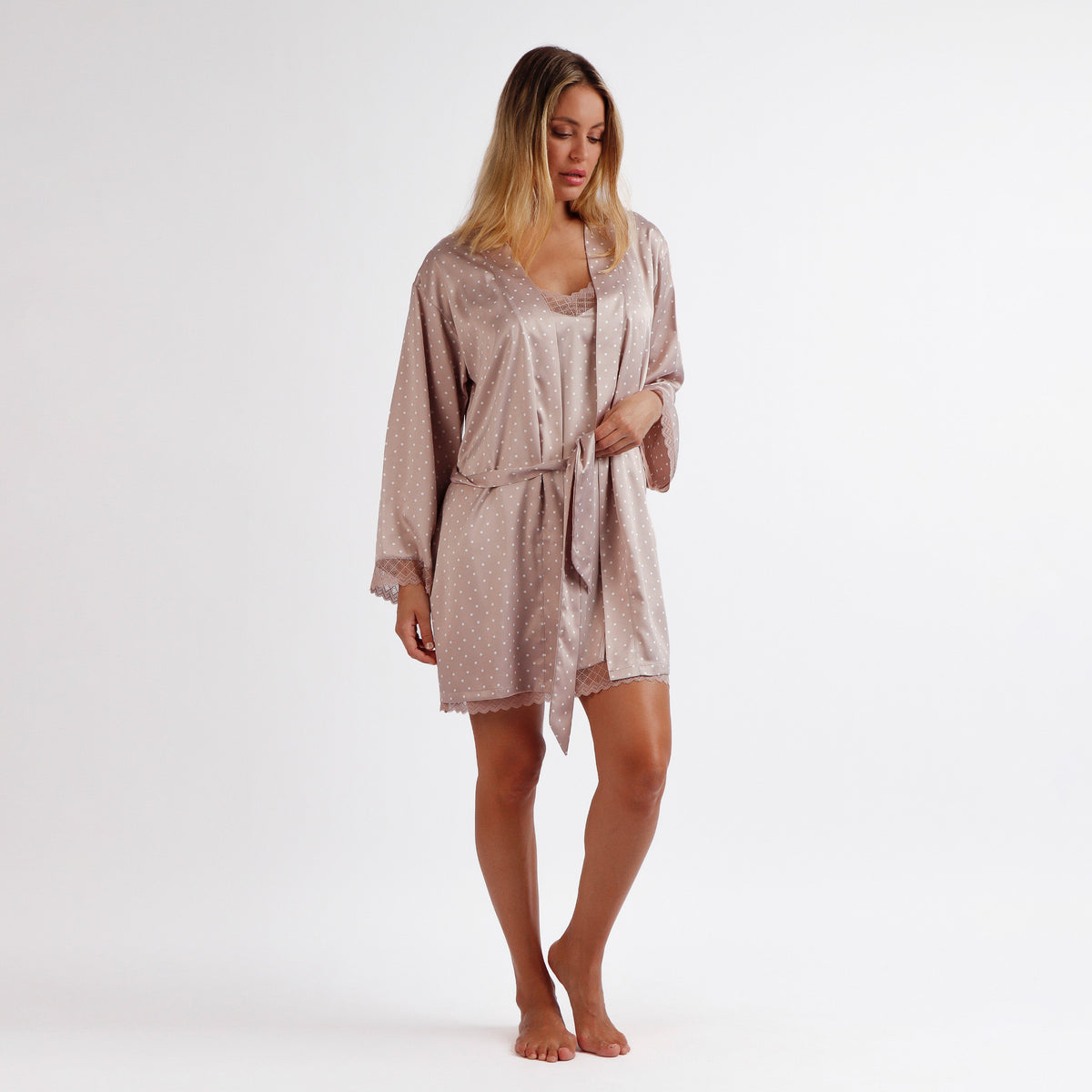 Vestaglia aperta a kimono a pois donna Admas 67108