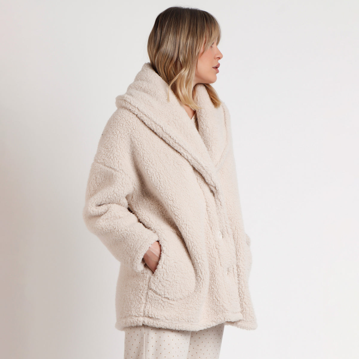 Giacca da camera sherpa Teddy scollo a scialle Admas 67137