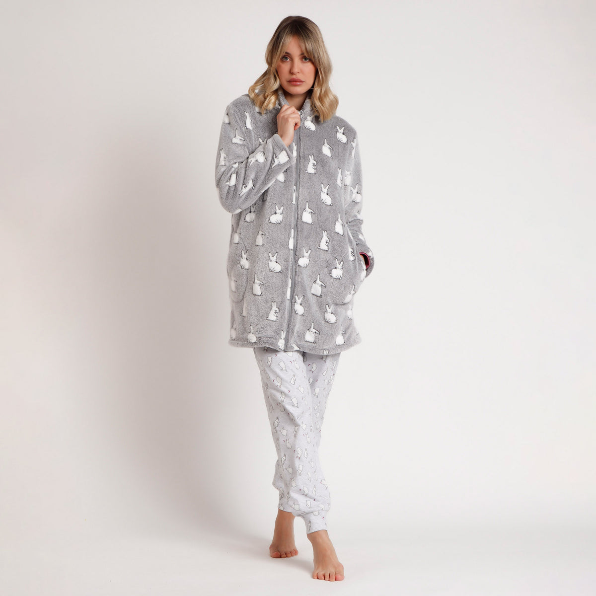 Giacca da camera donna con cappuccio coniglietti Admas 67185