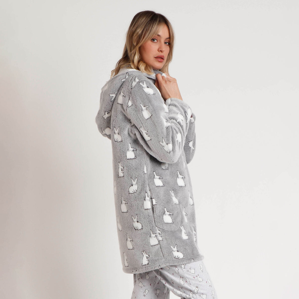 Giacca da camera donna con cappuccio coniglietti Admas 67185