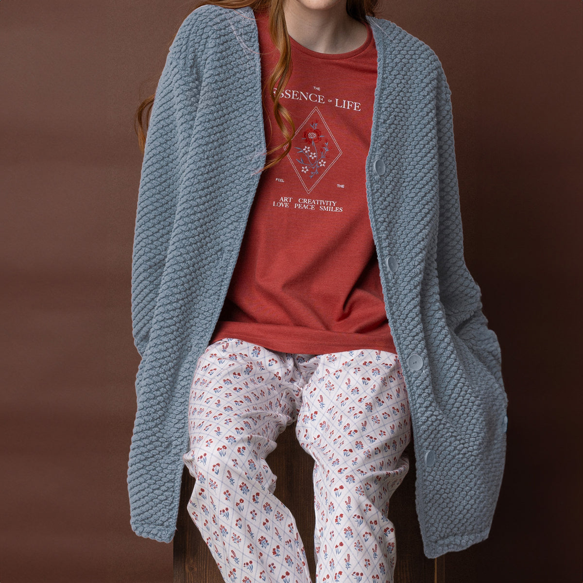 Giacca da camera donna con bottoni in pile sherpa Admas 67129