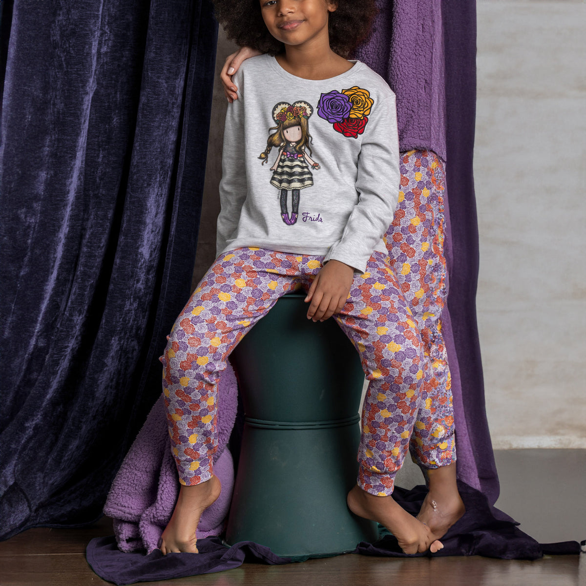 Pigiama bimba caldo cotone fiori bambolina Santoro 62413
