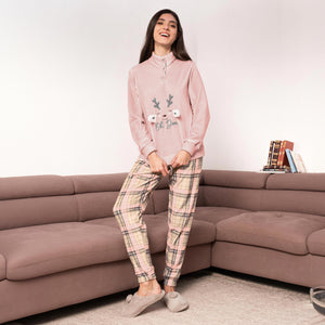 Pigiama Donna in caldo coral con dolcissima renna Biancaluna 24D23007