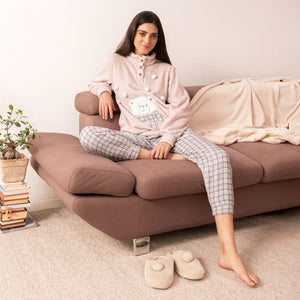Pigiama Donna con dolcissimo orsetto e pom pom Biancaluna 24D93001