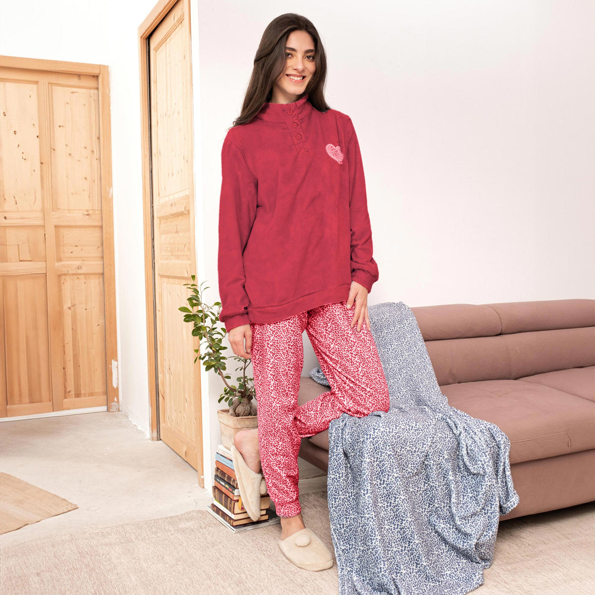 Pigiama Donna in caldo coral Biancaluna 24D93004