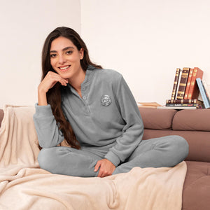 Pigiama donna in caldo coral scollo a serafino Biancaluna 93019