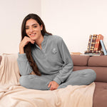 Pigiama donna in caldo coral scollo a serafino Biancaluna 93019