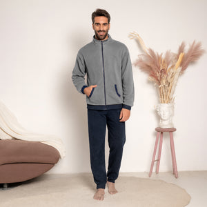 Pigiama uomo maglia aperta in pile Biancaluna 25U03002