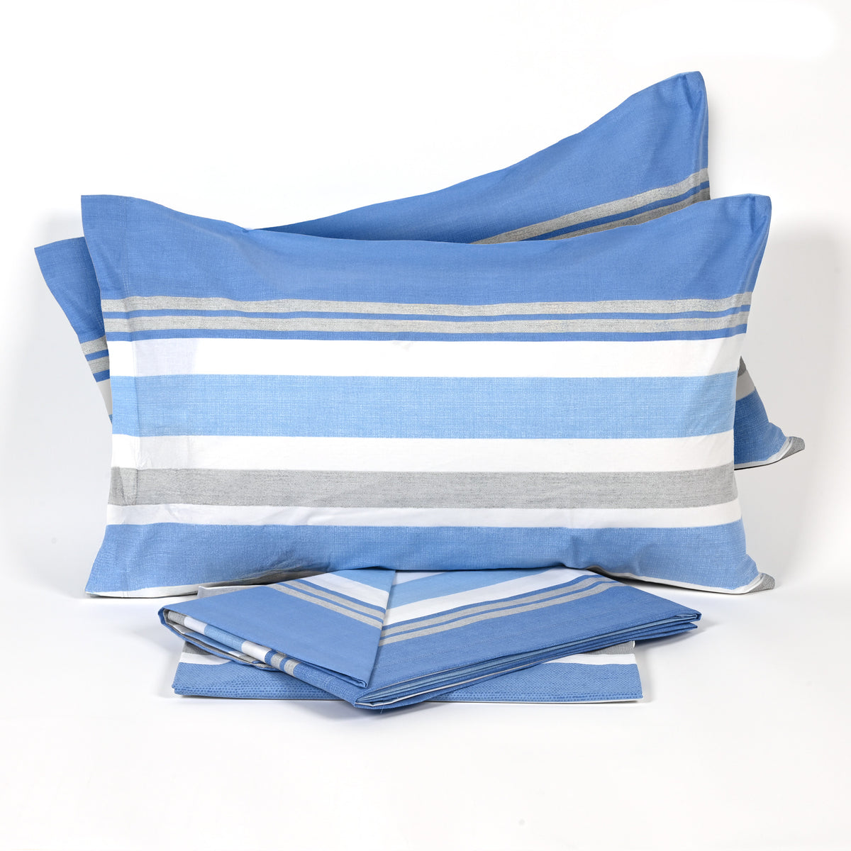 Completo letto righe eleganti in cotone Talia Biancaluna