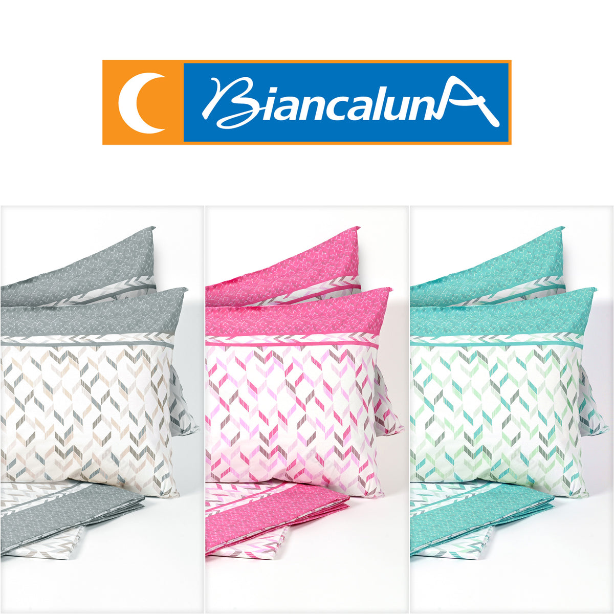 Completo letto matrimoniale cotone made in Italy Vegas Biancaluna