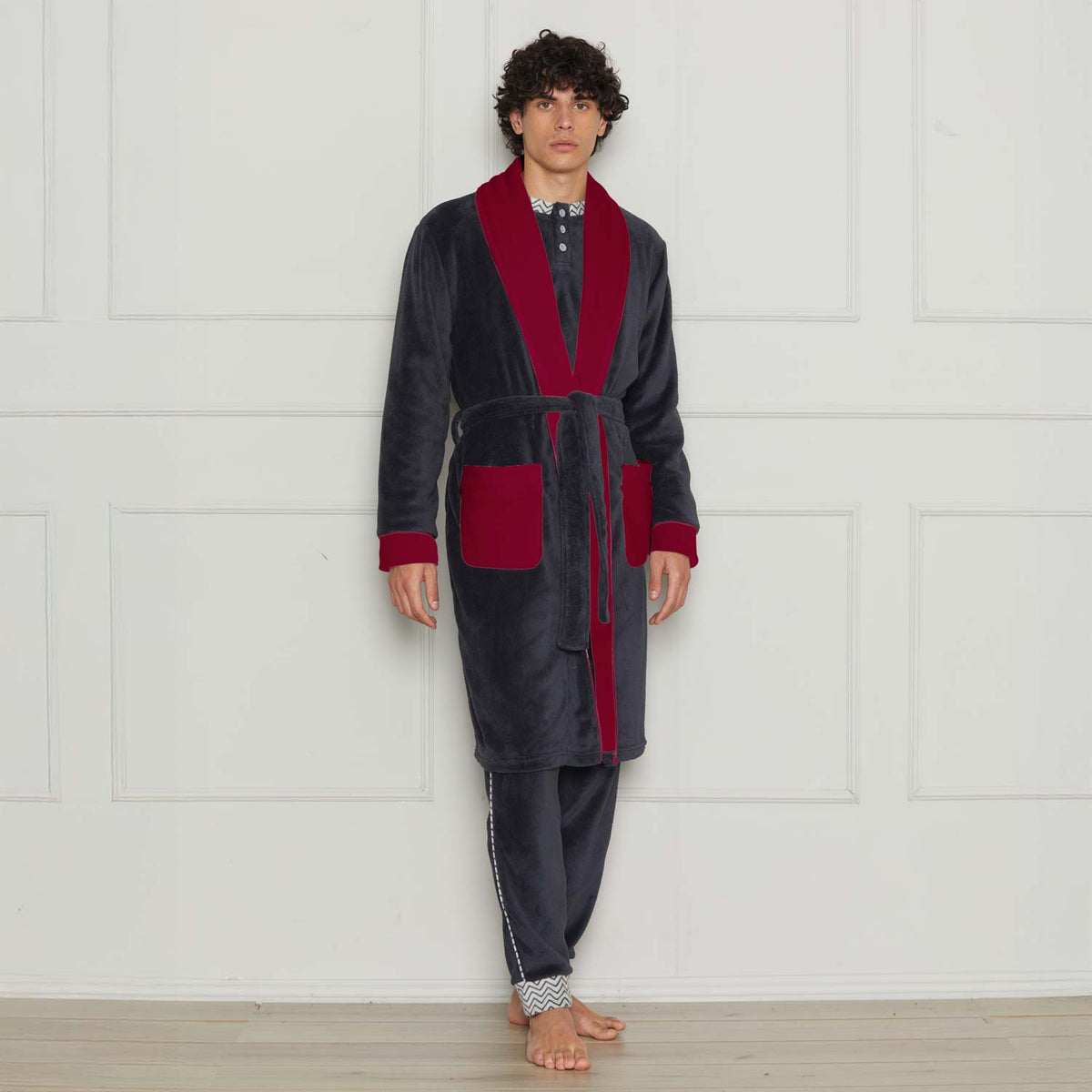 Vestaglia uomo in coral rasato e interno in pelliccetta Cippi 4891
