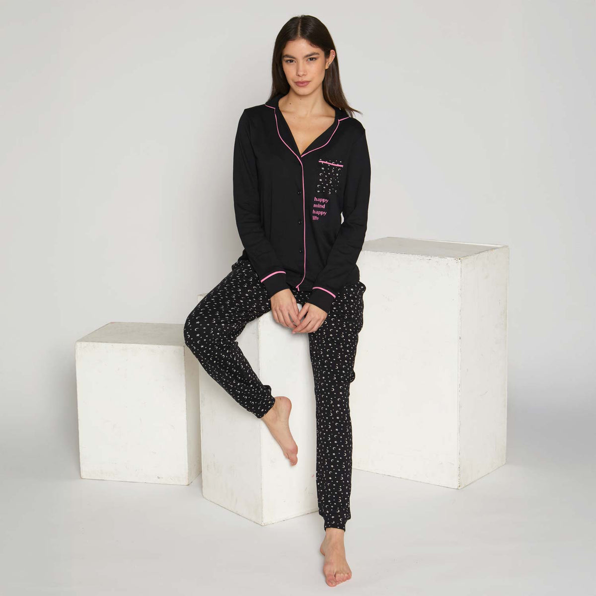 Pigiama donna in caldo cotone con stelline Cippi LOW144