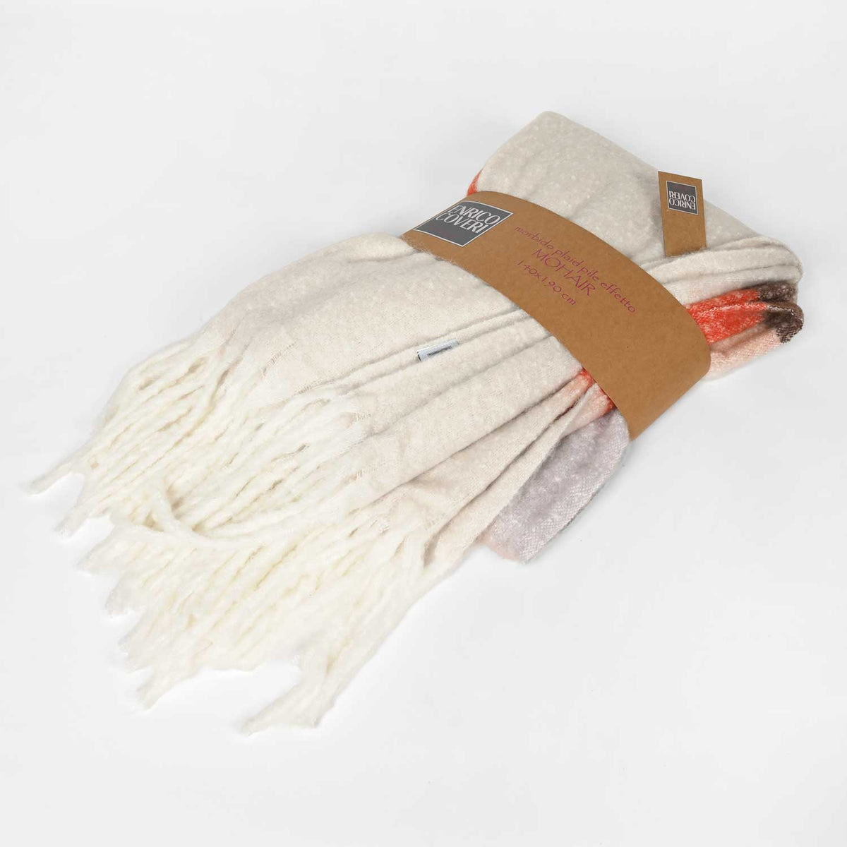 Plaid tartan con frange Enrico Coveri mohair