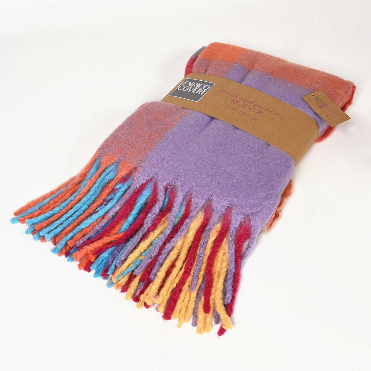 Plaid tartan con frange Enrico Coveri mohair