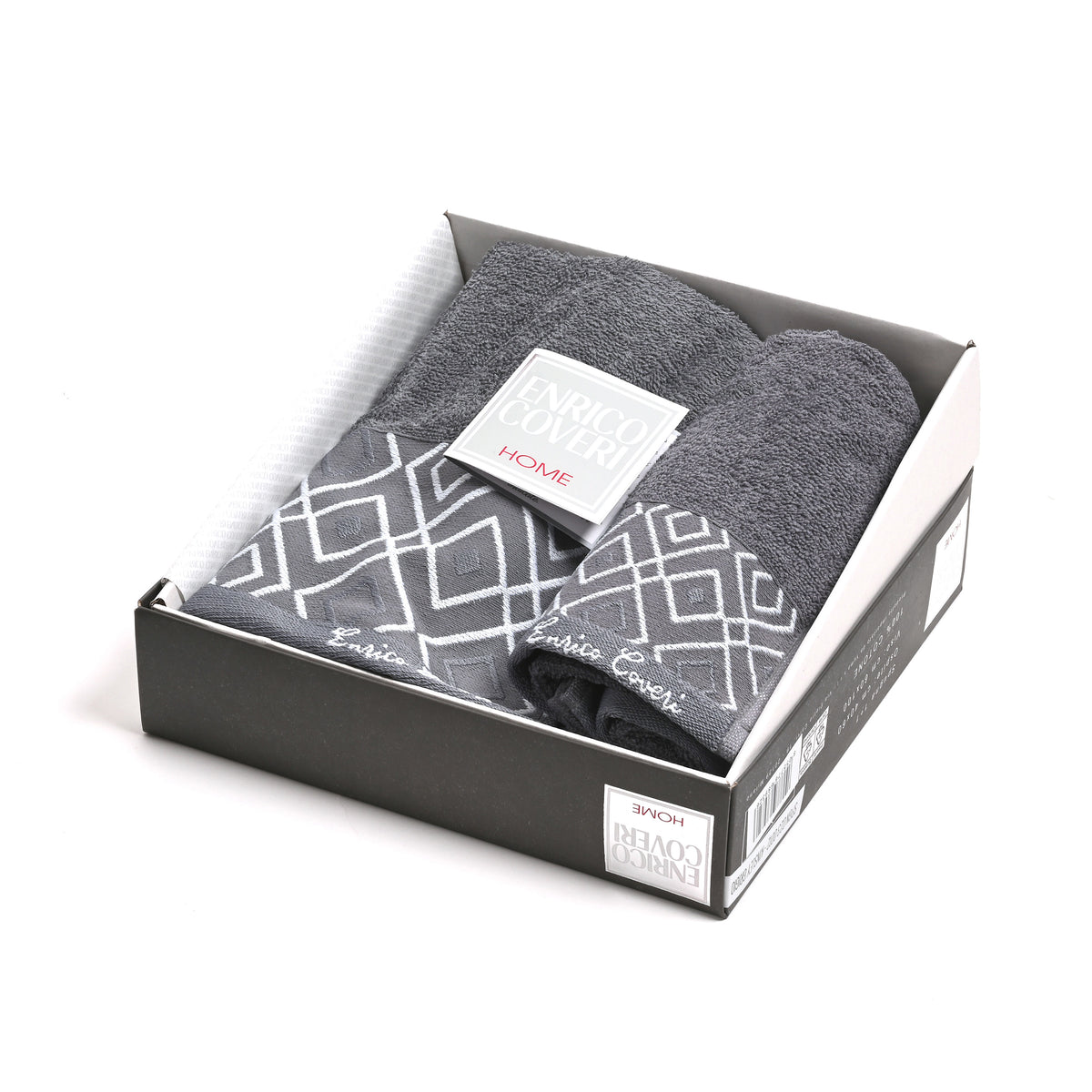 Set asciugamani 1 + 1 con banda decorata con rombi Enrico Coveri 0012 Kinsley