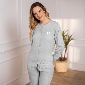 Pigiama donna aperto pizzo e caldo cotone Irge IRI2464