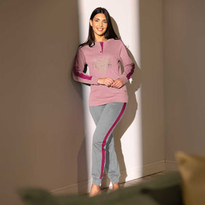 Pigiama donna caldo cotone scollo serafino Irge YMI719