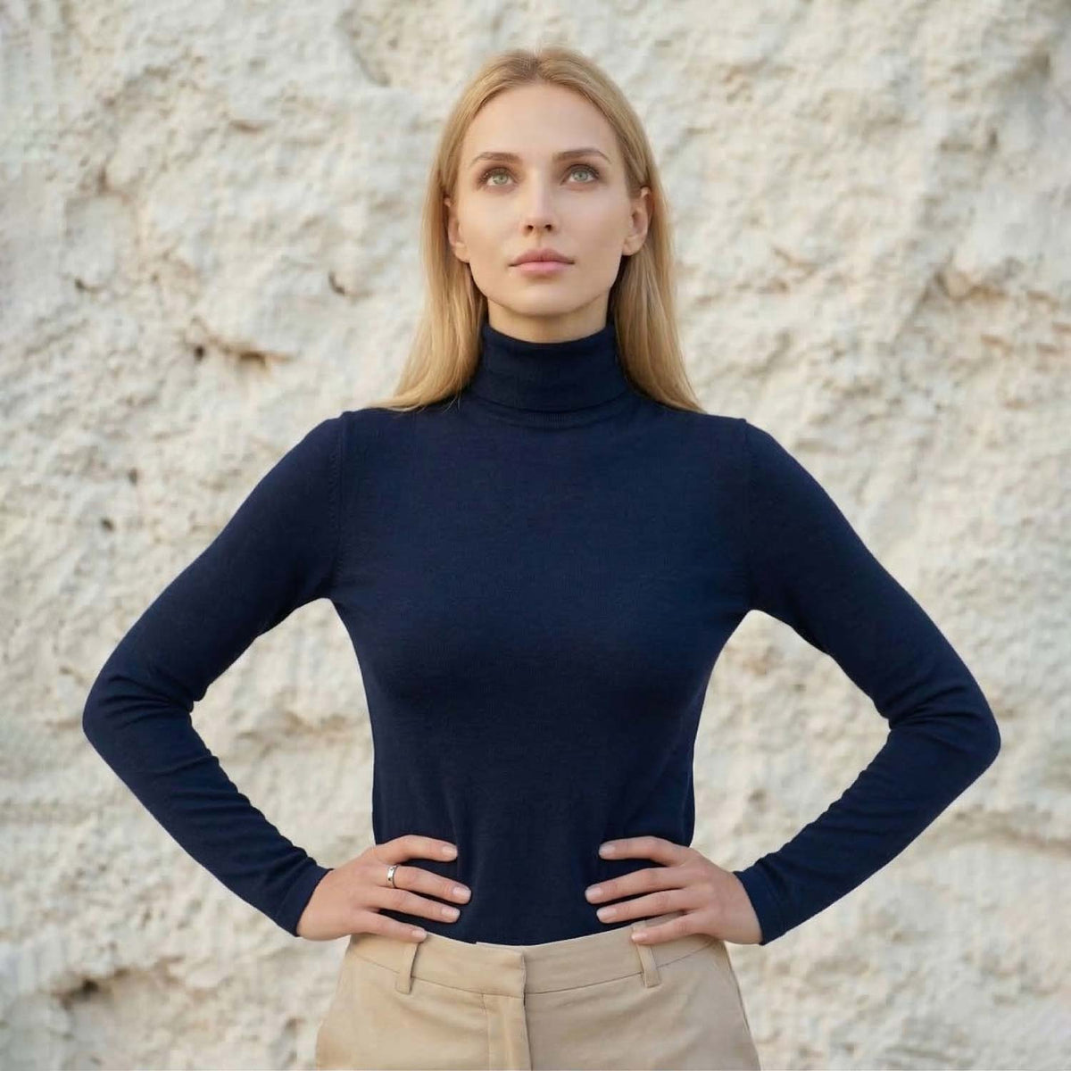 Maglia donna Jadea 4267 dolcevita cotone con manica lunga