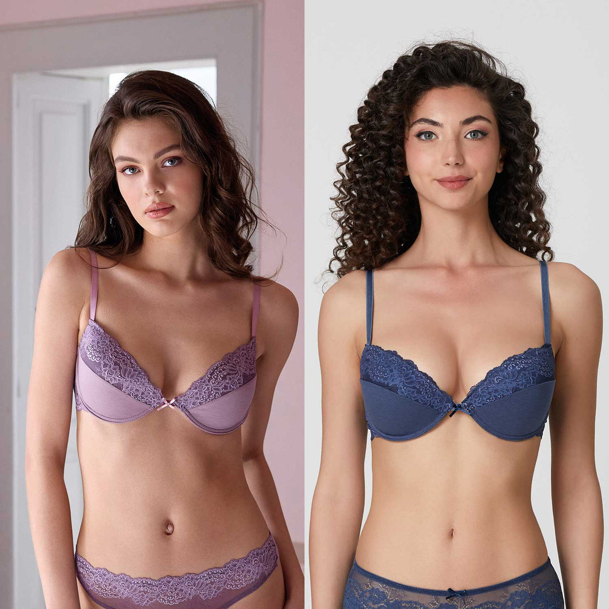 Reggiseno push-up con ferretto e pizzo Jadea 4842