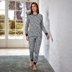 Pigiama donna paisley in cotone garzato Jadea 5241