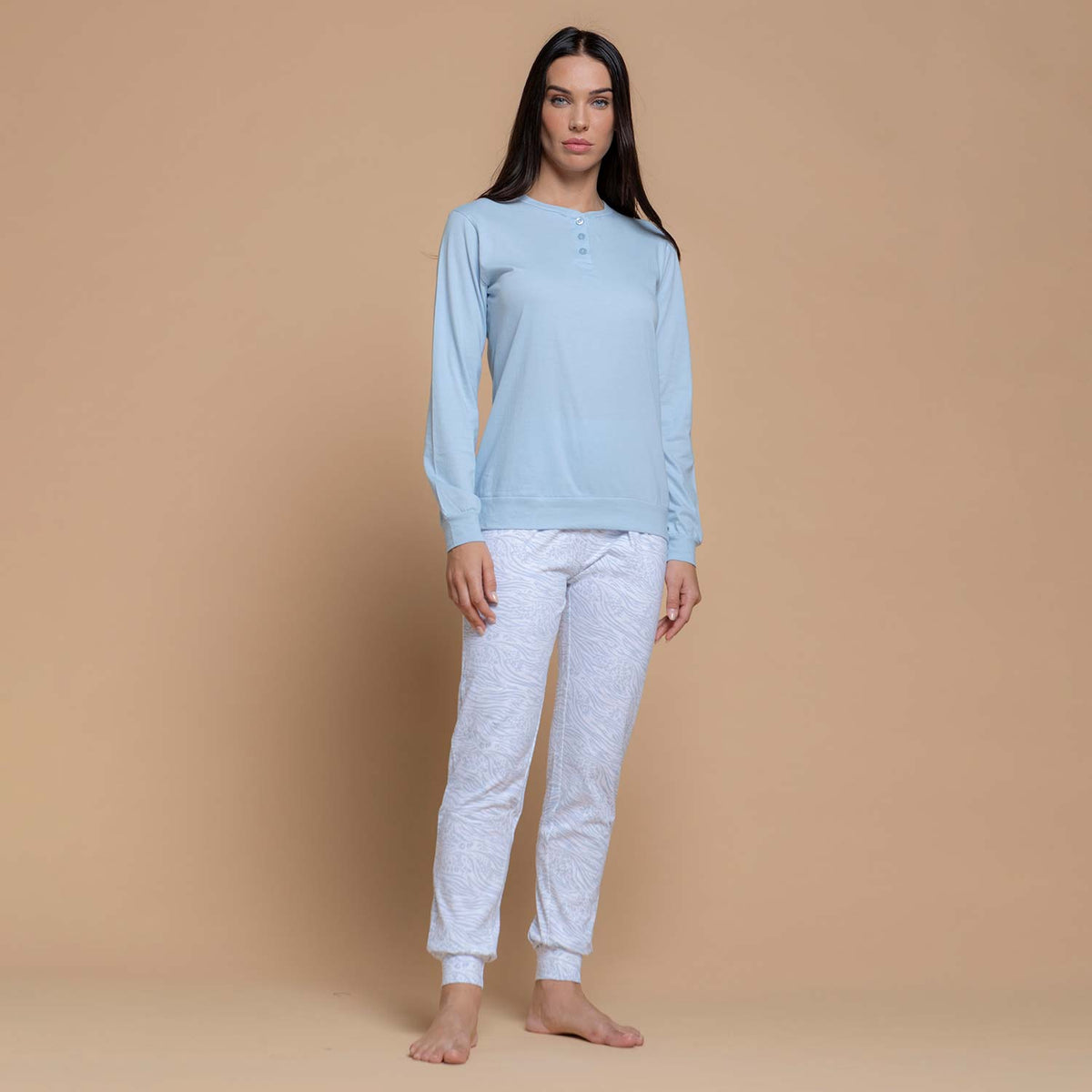 Pigiama donna primaverile in cotone Biancaluna 26D91018