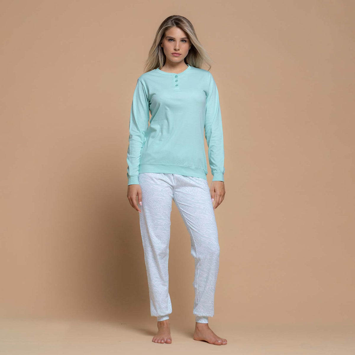 Pigiama donna primaverile in cotone Biancaluna 26D91018