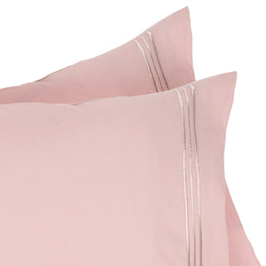Completo Letto Matrimoniale con ricamo laterale 100% cotone Laura Biagiotti Florie