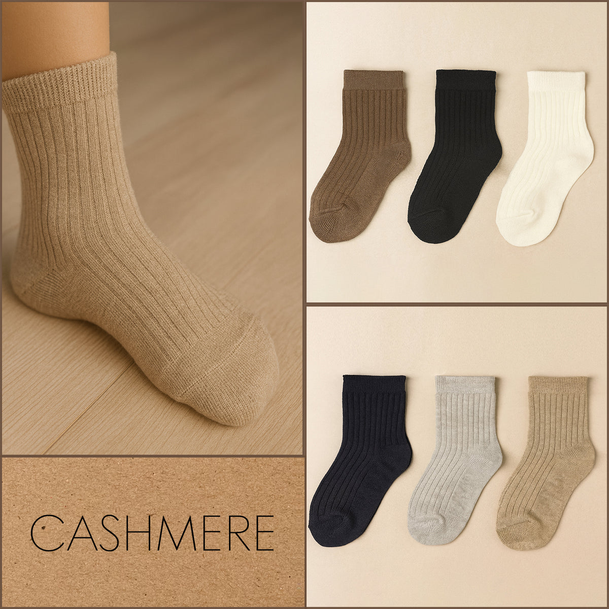 Calze bambino assortite cashmere corte a coste Meritex 3 paia