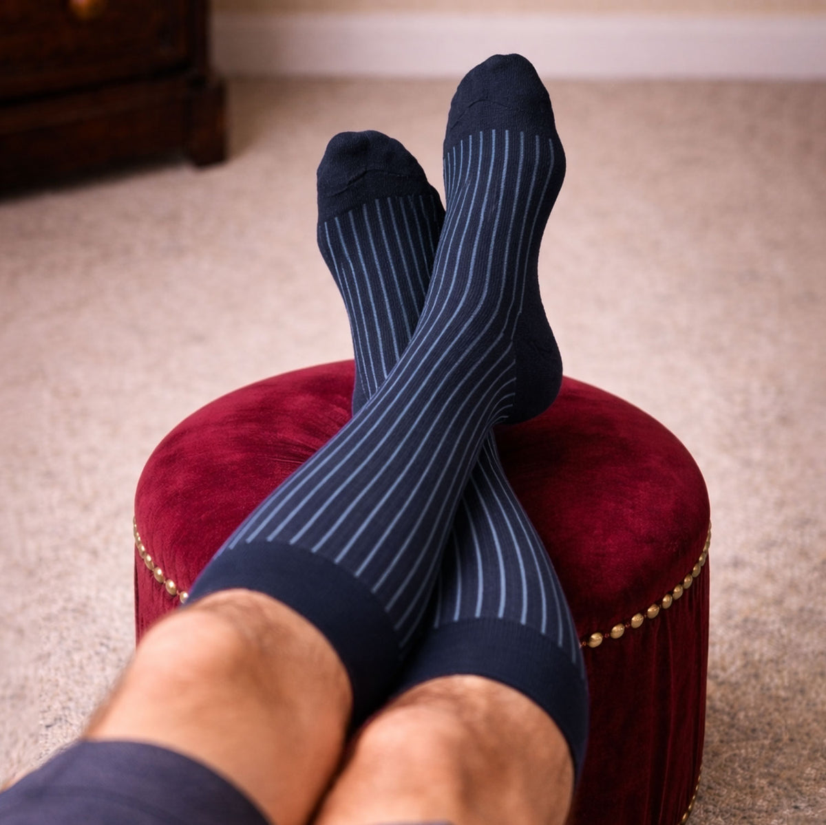 Calza uomo lunga gessata caldo cotone Meritex 1220 - 6 paia