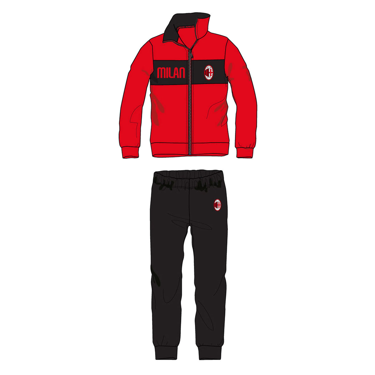 Pigiama tuta uomo ufficiale Milan in pile rossonero PIGM 1205