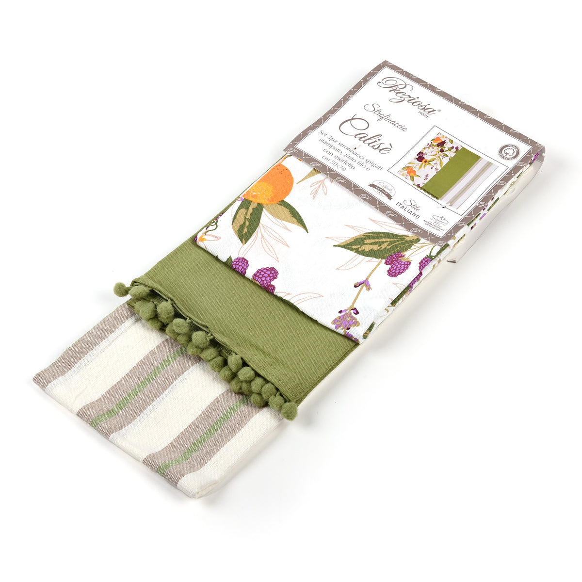 Strofinacci Preziosa Calise.S09 100% Cotone set 3pz