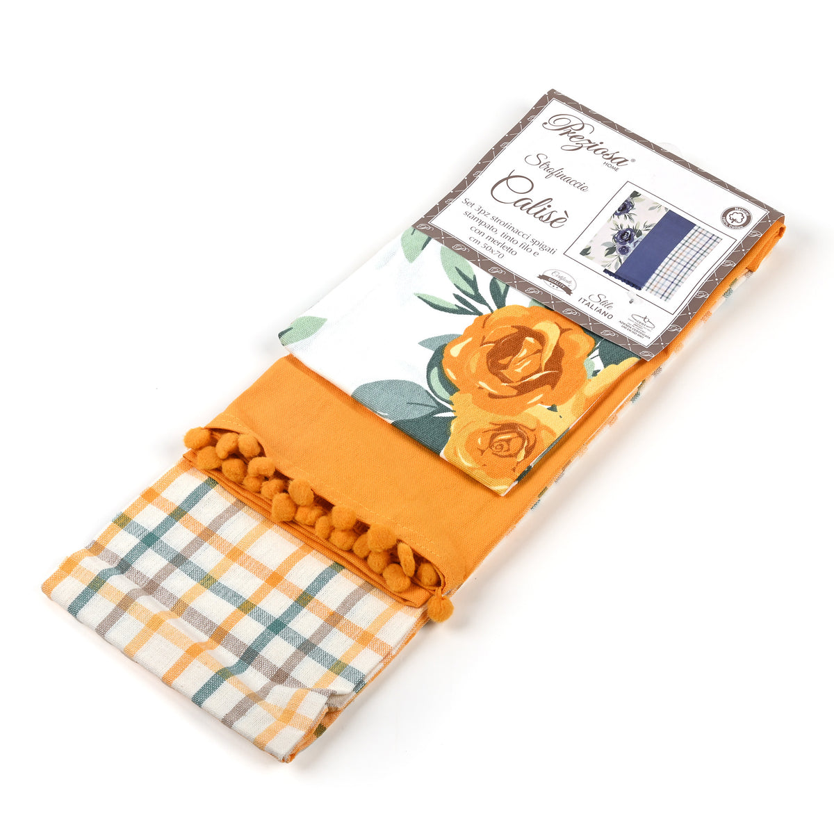 Strofinacci Preziosa Calise.S09 100% Cotone set 3pz