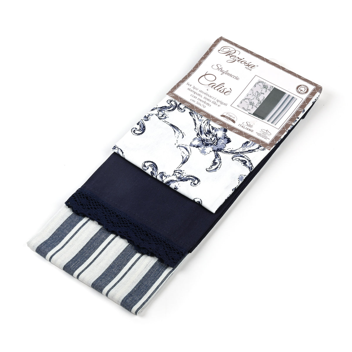 Strofinacci Preziosa Calise.S09 100% Cotone set 3pz