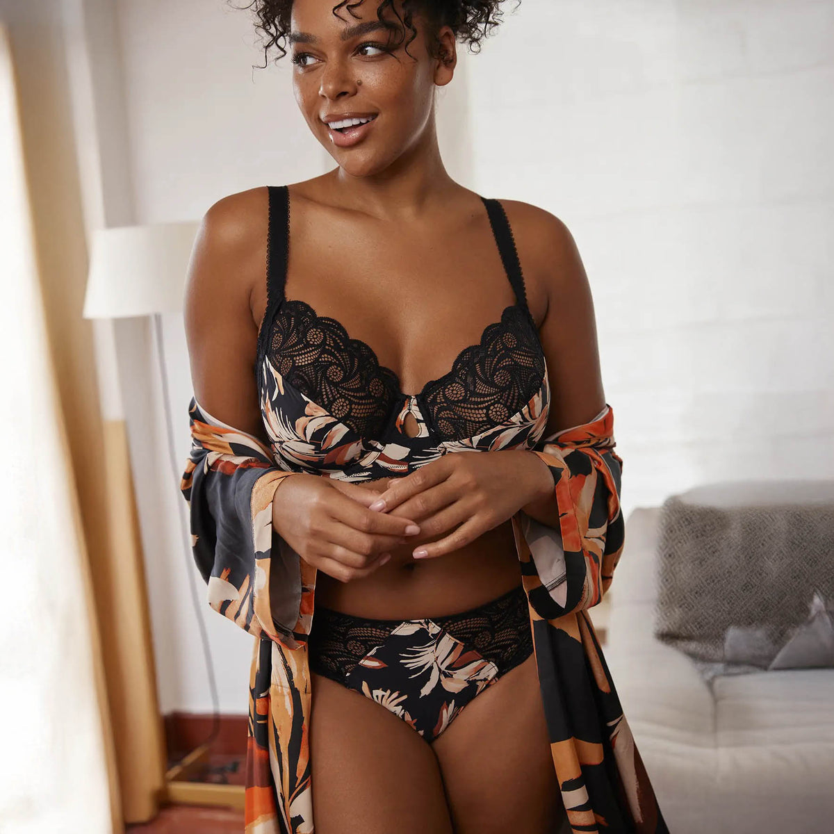 Kimono donna in simil raso floreale Sans Complexe 58TAN88