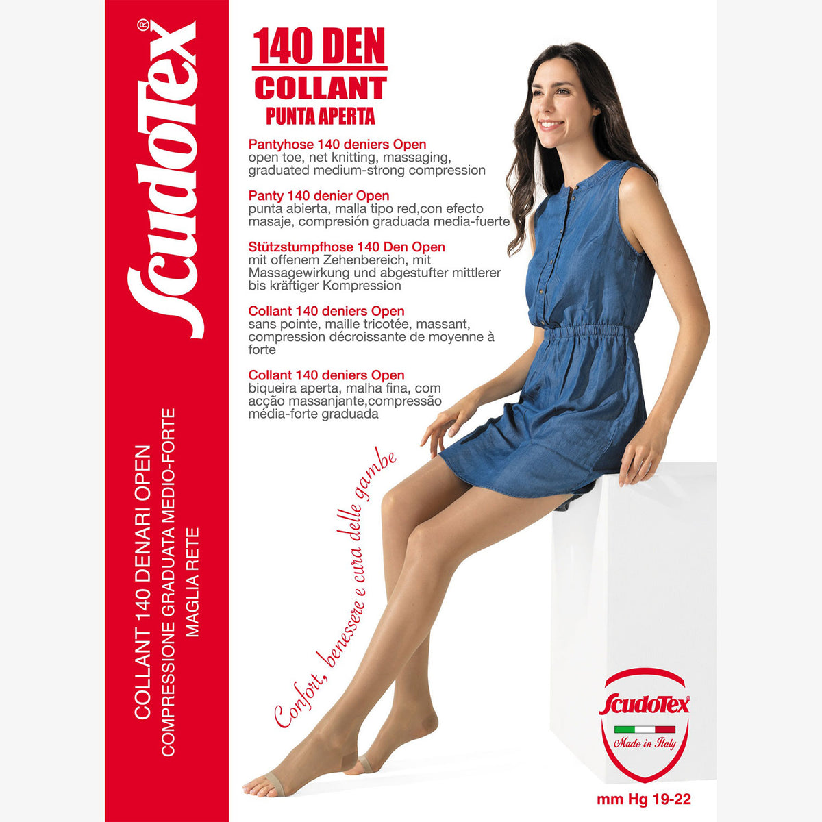 Collant compressione graduata punta aperta 140 den Scudotex 593