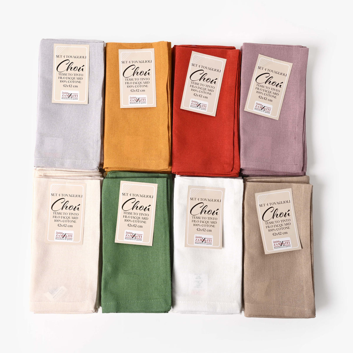 Set 4 Tovaglioli Zambaiti Chou 100% cotone