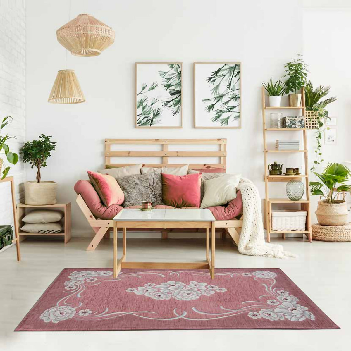 Tappeto floreale in jacquard ciniglia Incanto Clasik Zambaiti