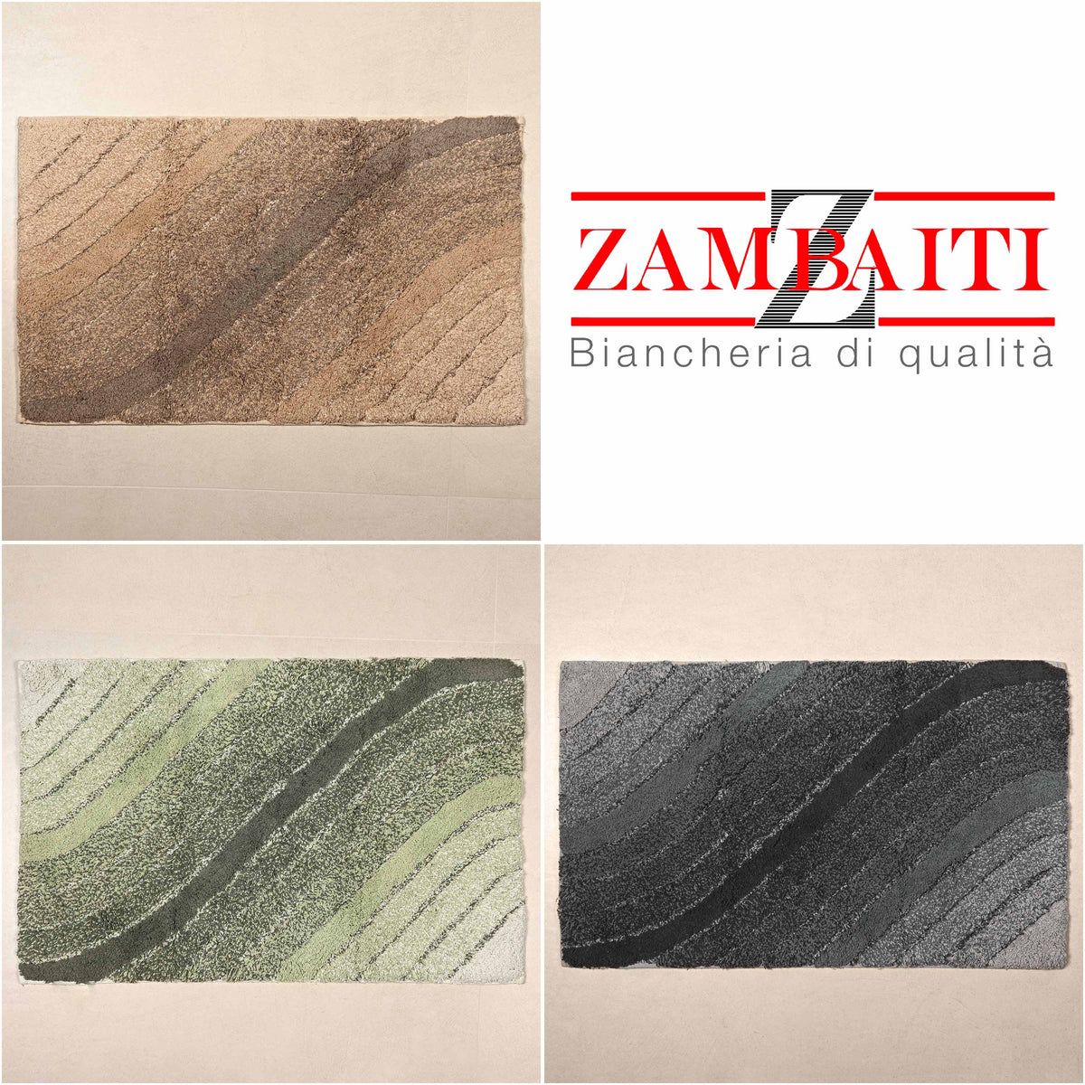 Tappeto arredo bagno disegno ondulato antiscivolo Kaleido Zambaiti