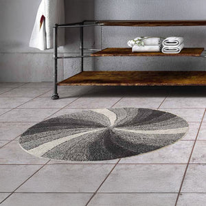 Tappeto arredo bagno disegno a raggiera tondo antiscivolo Kaleido Zambaiti