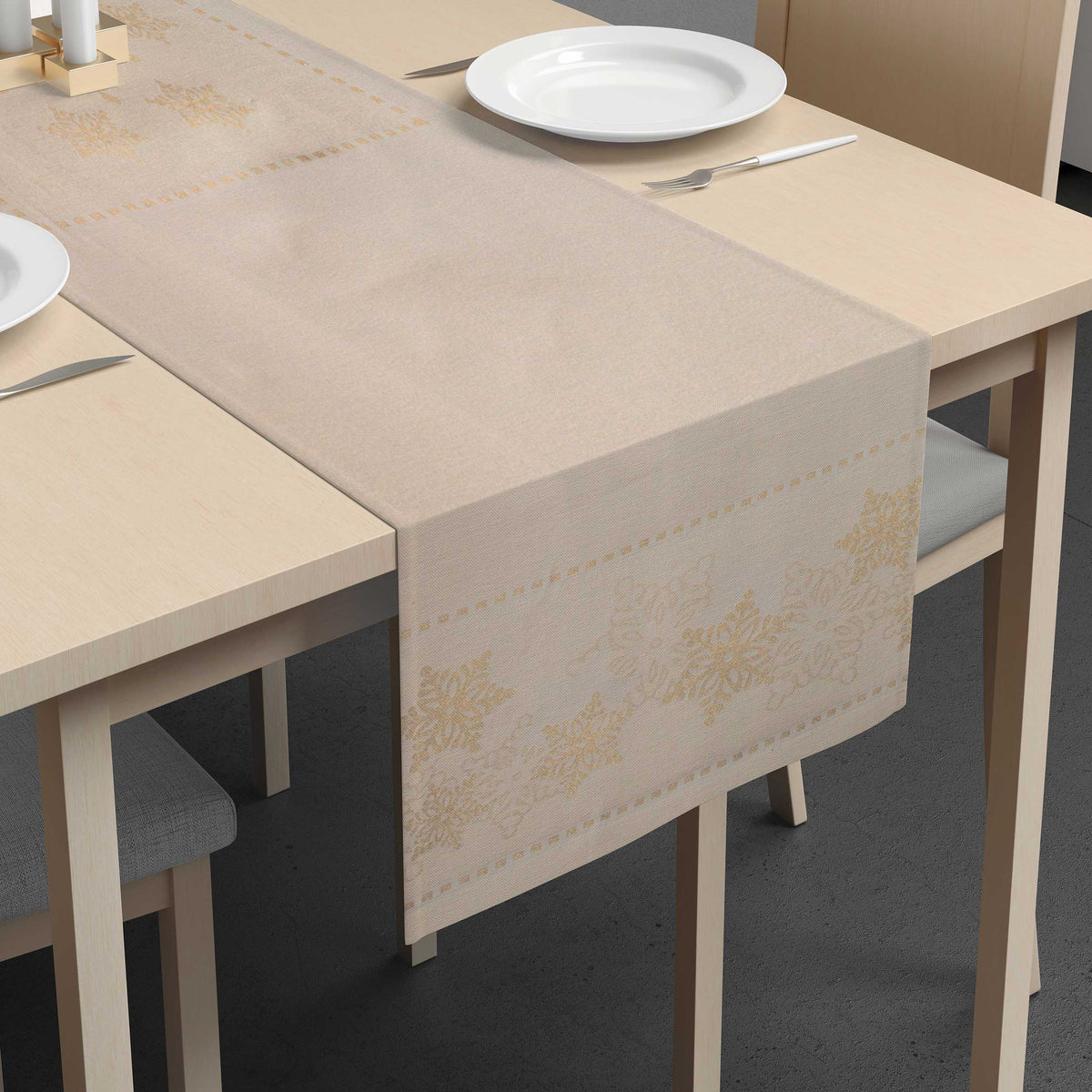 Runner tessuto jacquard neve brillantinata Zambaiti
