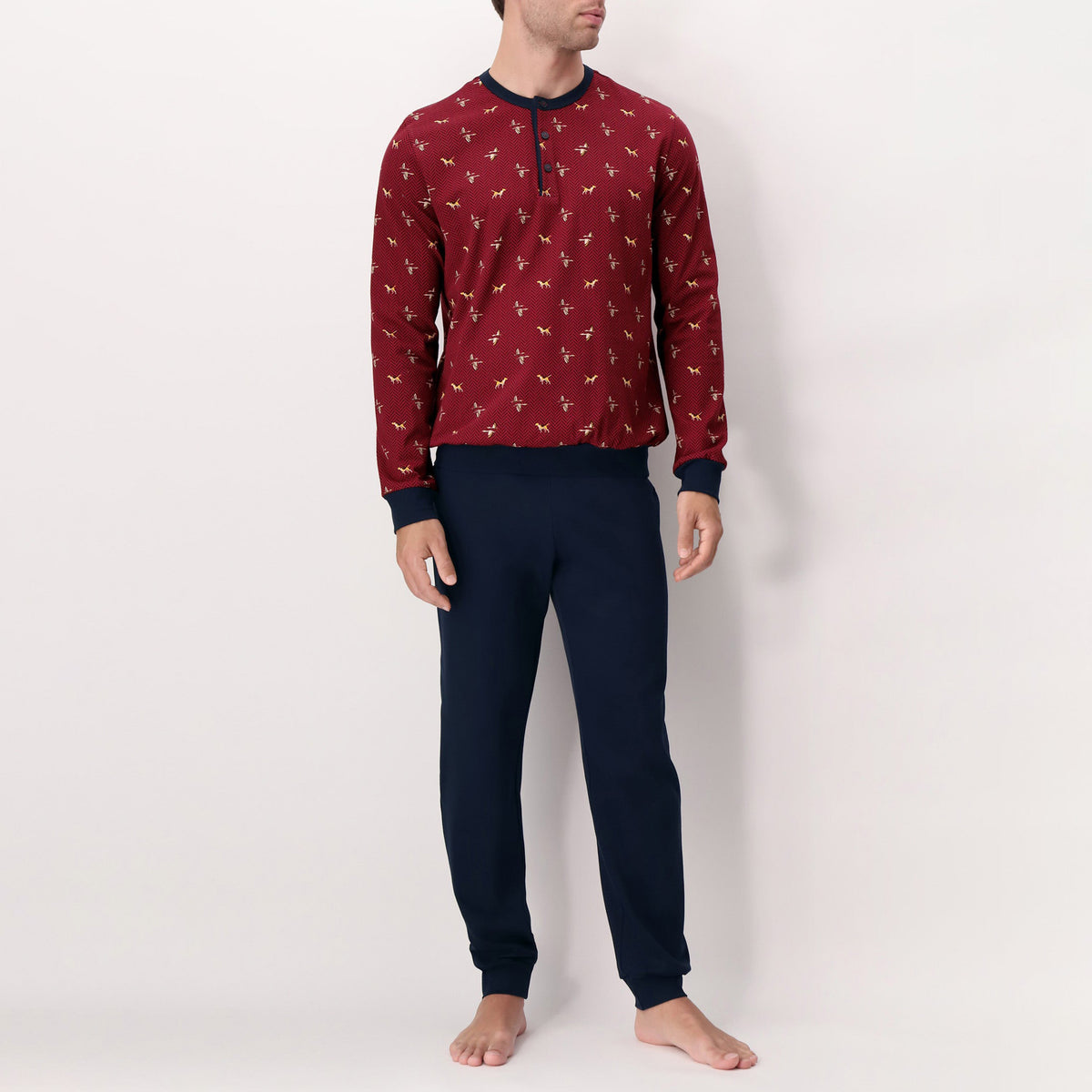 Pigiama uomo caldo cotone scollo a serafino Perofil VPRT92989