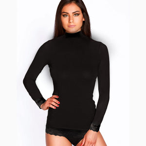 Lupetto Donna Irge IR/MD/47 con pizzo nero caldo cotone