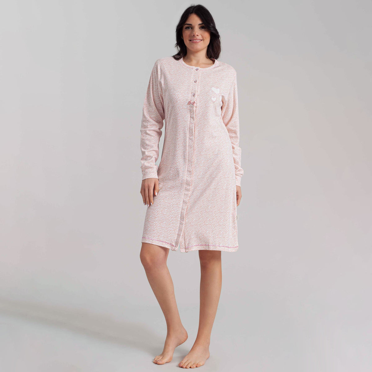 Camicia da notte caldo cotone con bottoni tigrato Irge IR1910