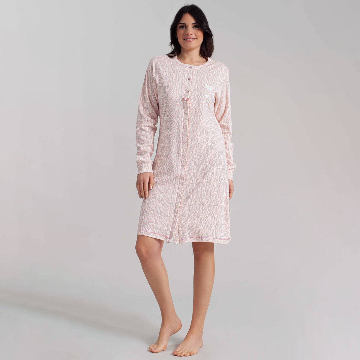 Camicia da notte caldo cotone con bottoni tigrato Irge IR1910