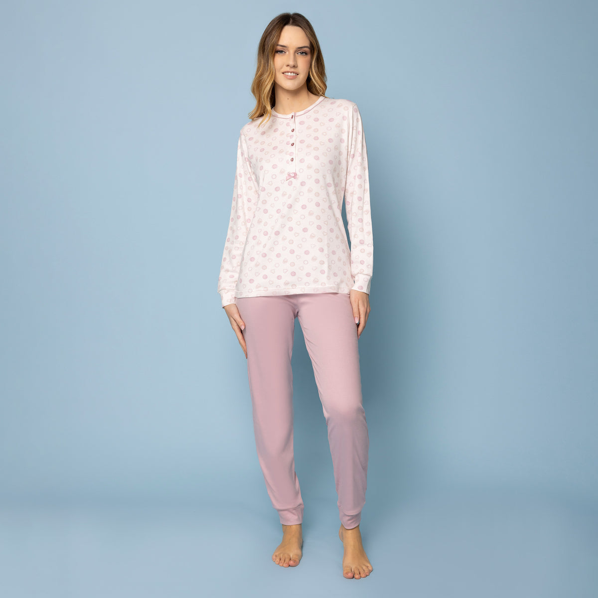 Pigiama Donna Interlock scollo a serafino maglia a fantasia Irge IRI 2156