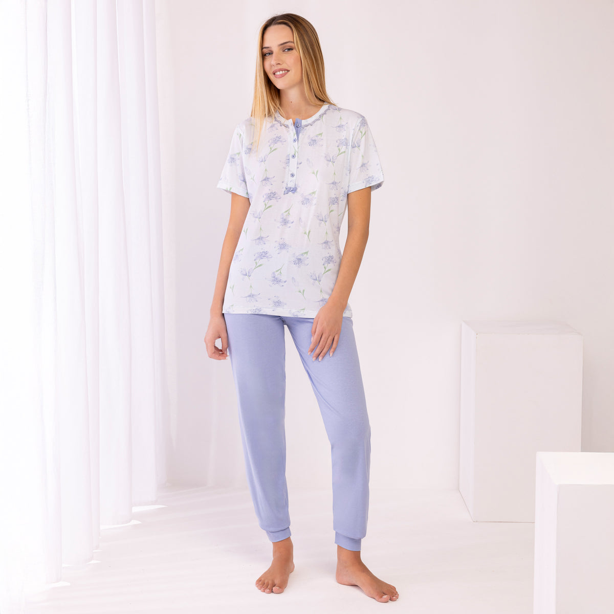Pigiama Donna estivo floreale 100% cotone IRGE IRL2370