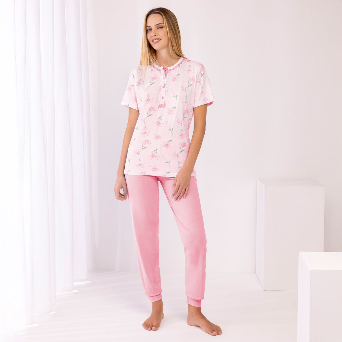 Pigiama Donna estivo floreale 100% cotone IRGE IRL2370