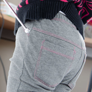 Leggings bimba caldo cotone grigio Meritex impunture rosa