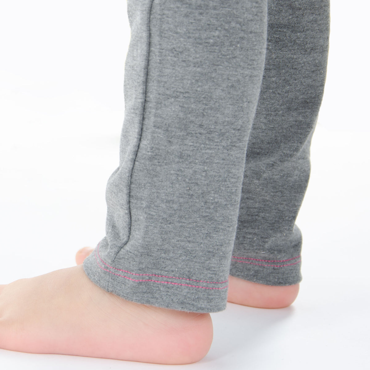 Leggings bimba caldo cotone grigio Meritex impunture rosa