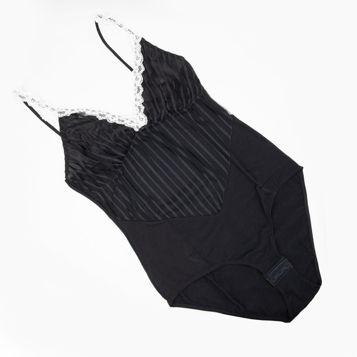 Body Donna Jadea 4191 tulle rigato e pizzo nero